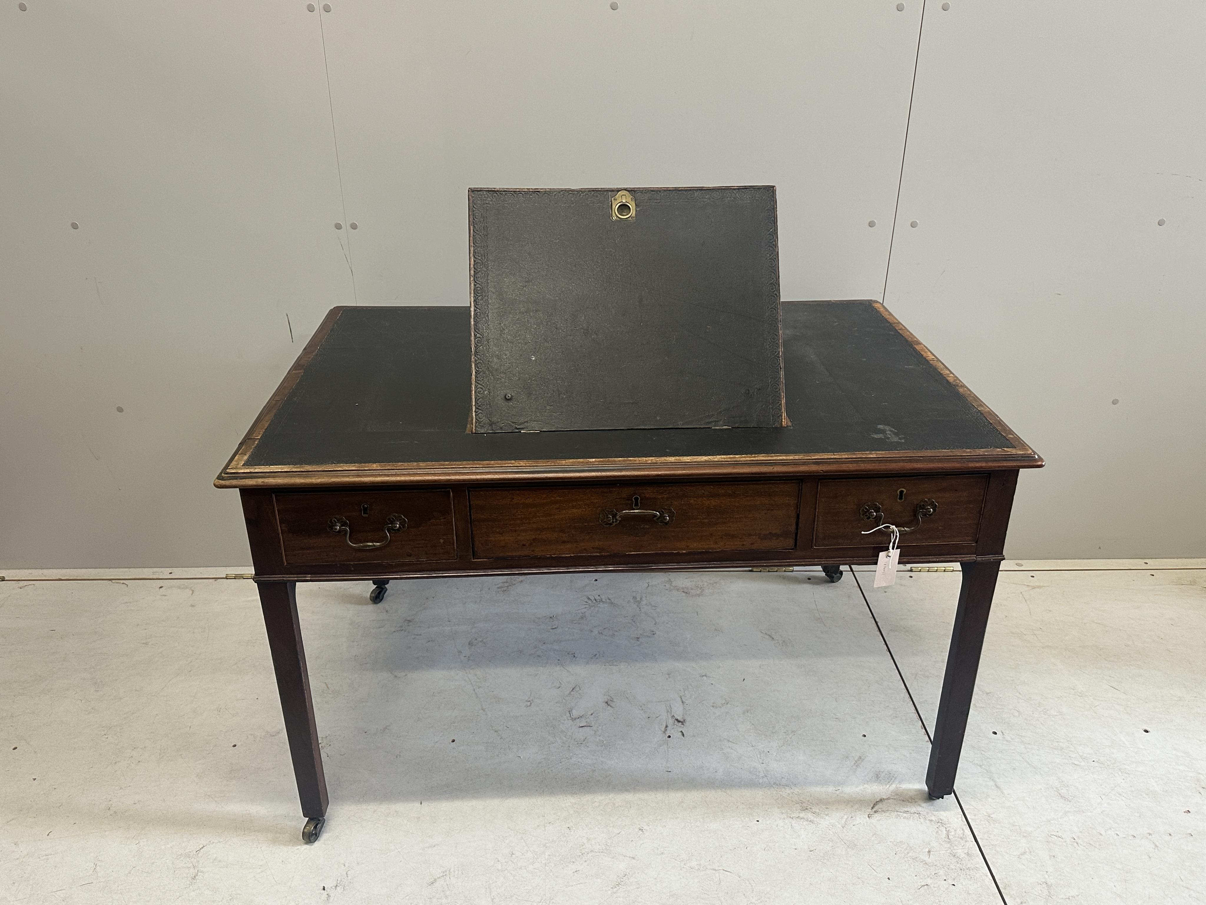 A George III library table, width 122cm, depth 80cm, height 174cm